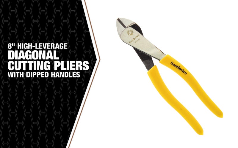 Southwire - 58289440 Tools & Equipment DCP8D 8-Inch High-Leverage Diagonal Cutting Pliers with Dipped Handles - Image 1